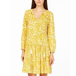 Cara Cara Ruffle Hem Mini Dress Women’s Small Yellow Cotton Resort Vacation Wear